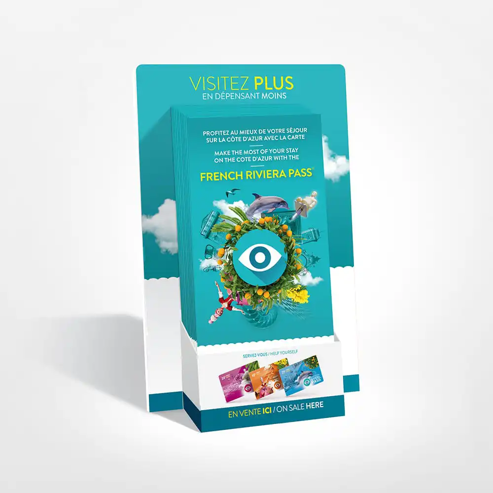 graphisme-plv-dépliant-tourisme Distributeur French Rivierra Pass Nice Tourisme