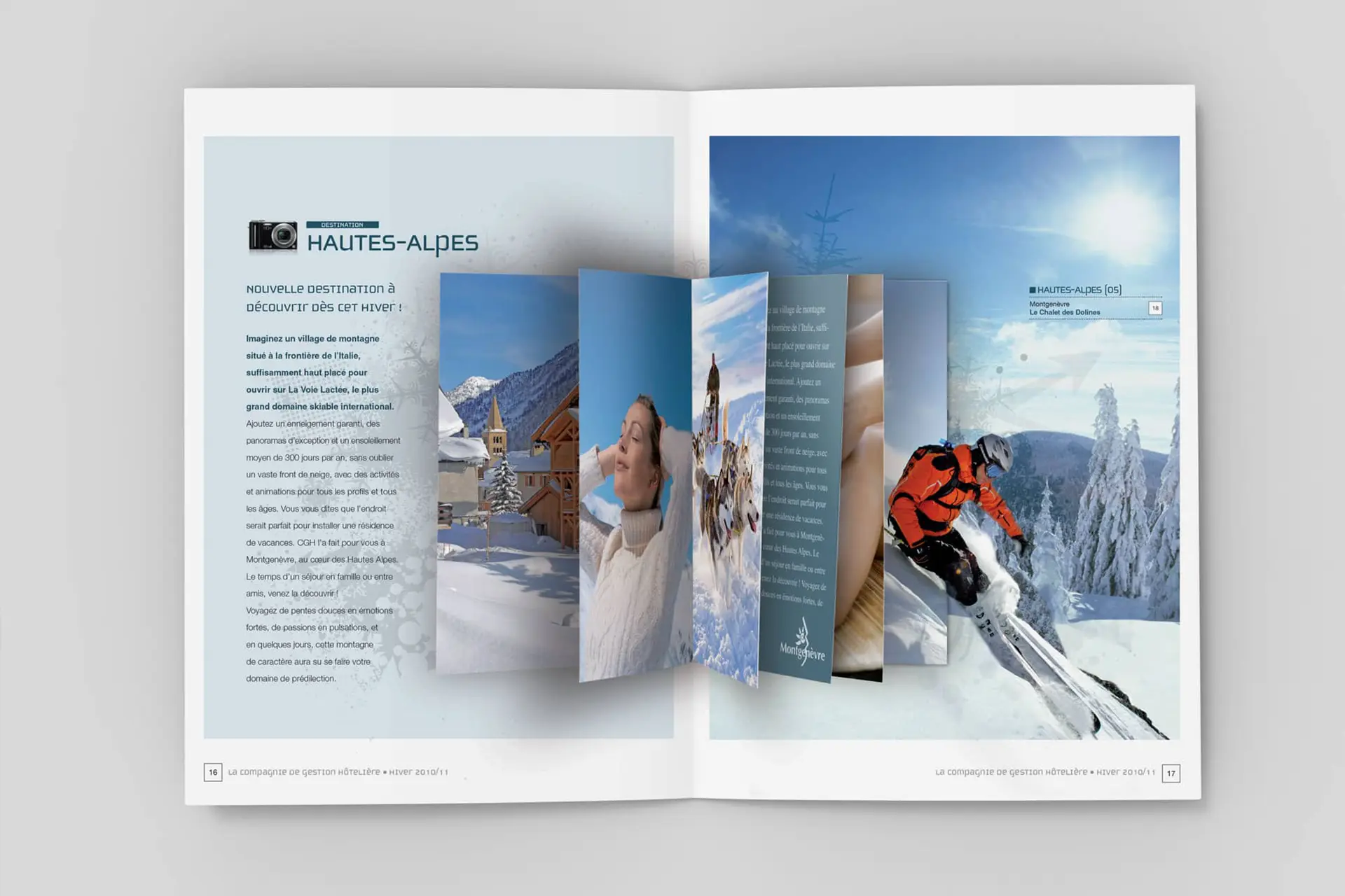 mise-en-page-brochure-tourisme Création et réalisation de brochure pour l'hôtellerie et le Bien-être CGH Résidences
