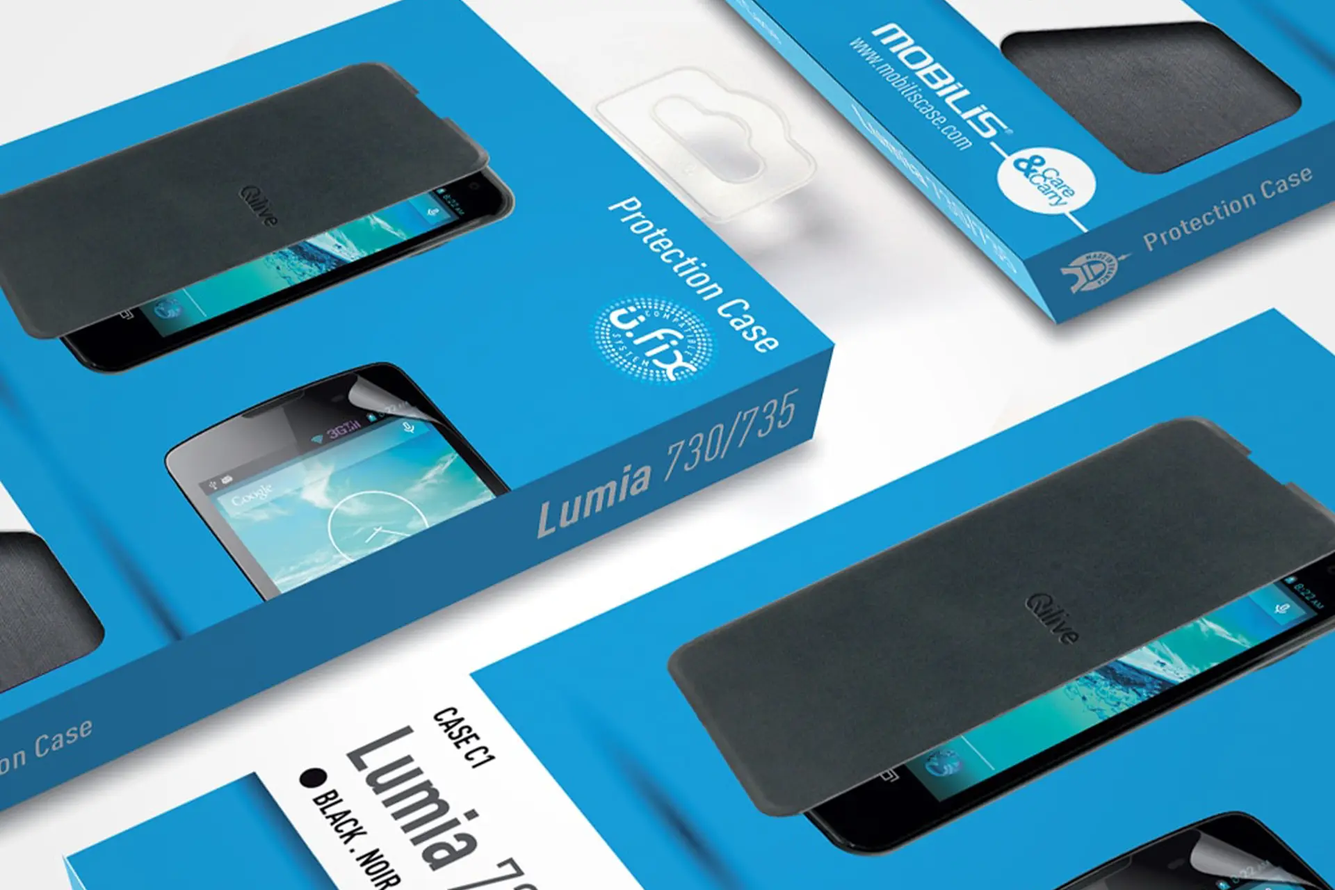 Packaging moderne et épuré conçu par un expert en graphisme à Annecy pour Mobilis Care & Carry