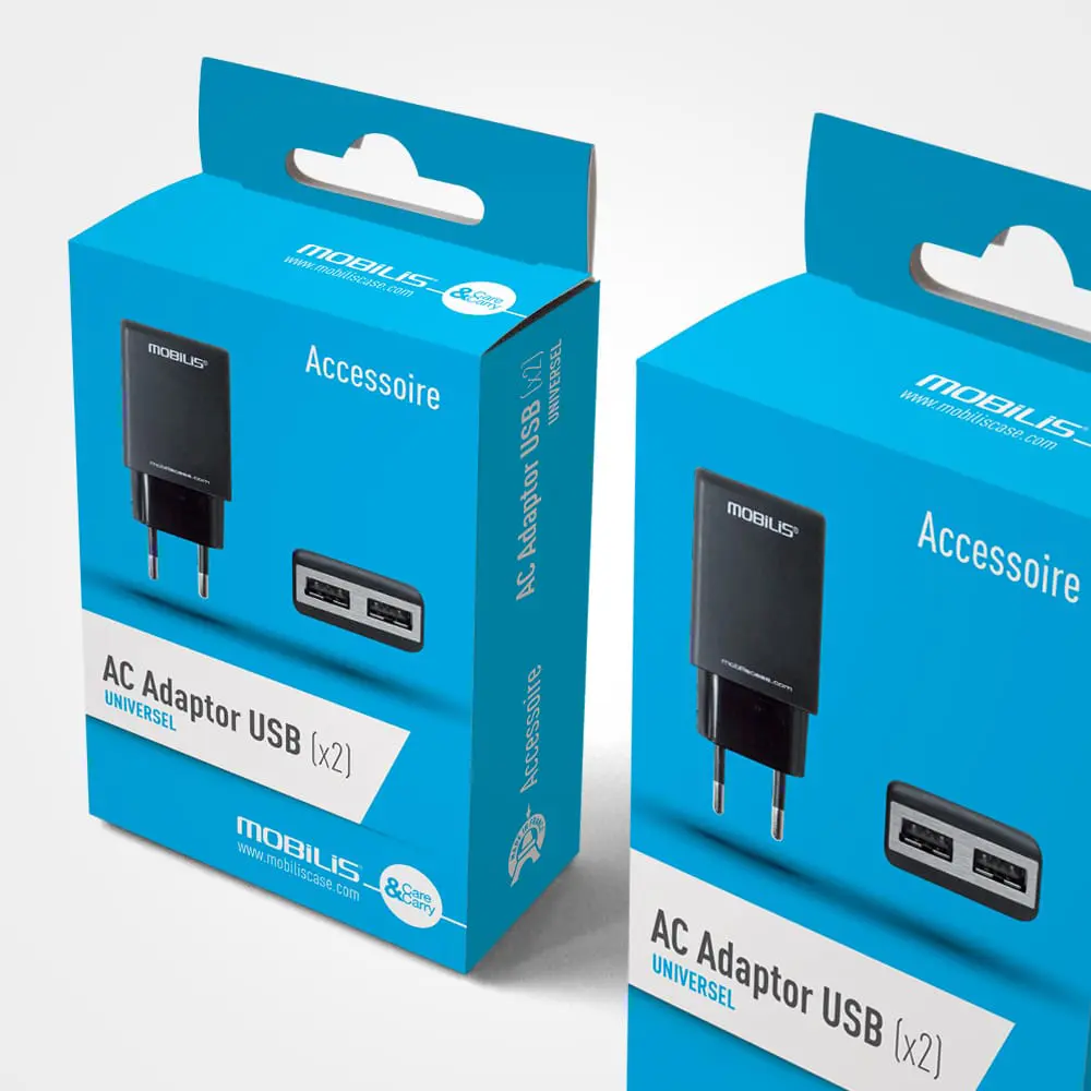 Packaging moderne et épuré conçu par un expert en graphisme à Annecy pour Mobilis Care & Carry