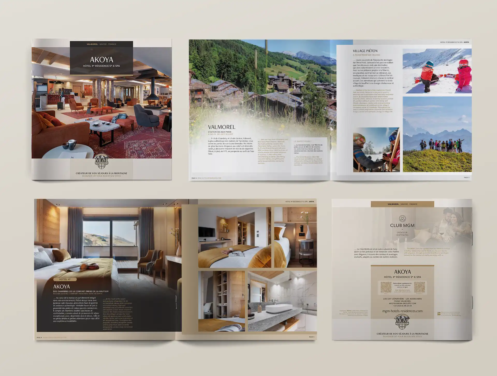 Brochure de l’hôtel Akoya à Valmorel Création de la brochure de l’hôtel Akoya à Valmorel pour MGM Titre : Brochure de l’hôtel Akoya à Valmorel